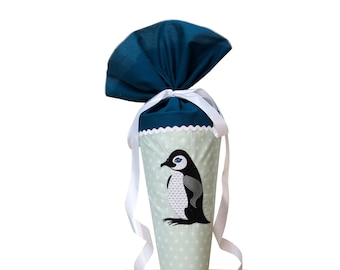 Schultüte Stoff Pinguin mint petrol Zuckertüte