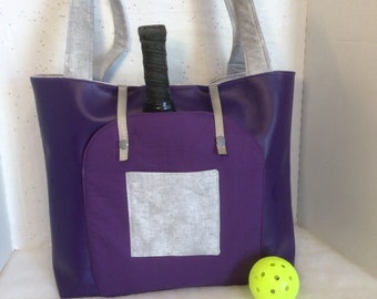Pickleball bag,women’s pickleball tote,purple pickleball bag,vinyl pickleball tote bag,Pickleballbags.Etsy.com