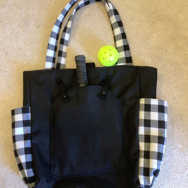 Pickleball bag,women’s pickleball tote bag,black and white pickleball bag,Pickleballbags.Etsy.com