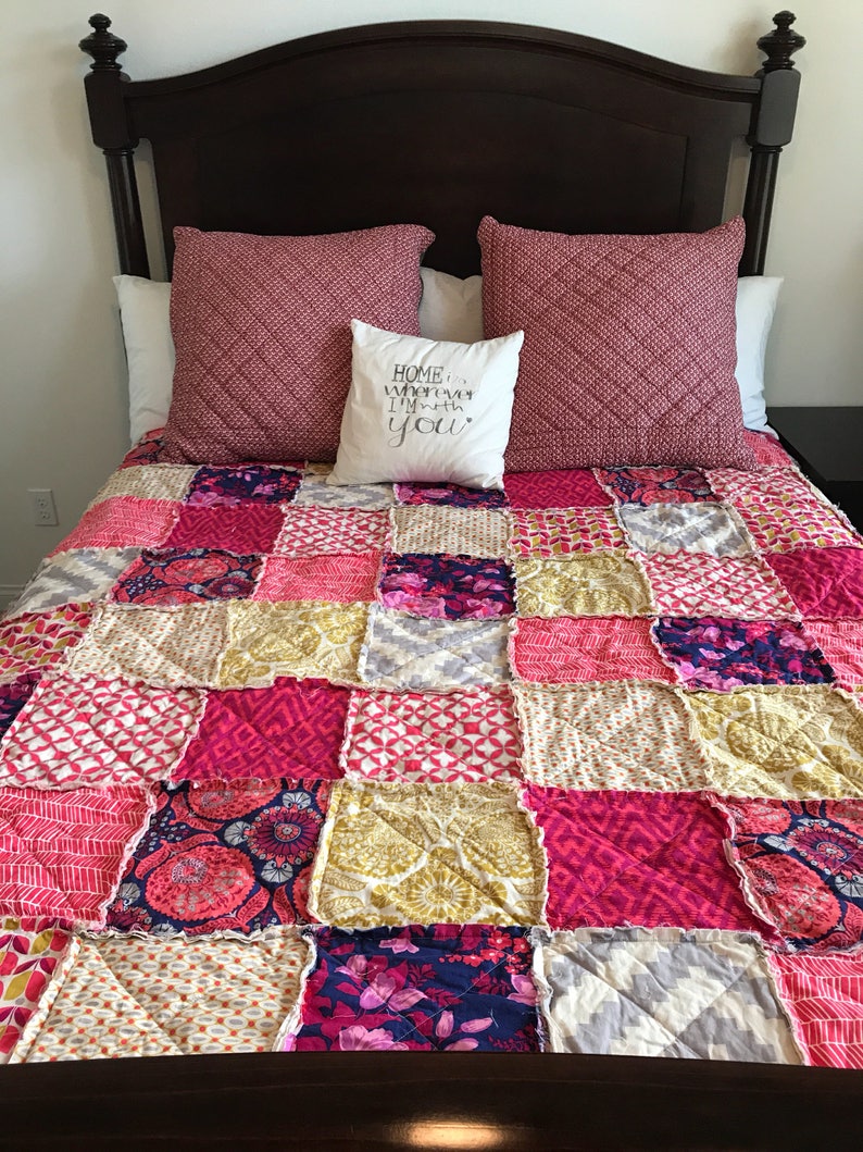 Picnic Quilt Rag Quilt Americana Quilt Navy Quilt - Etsy