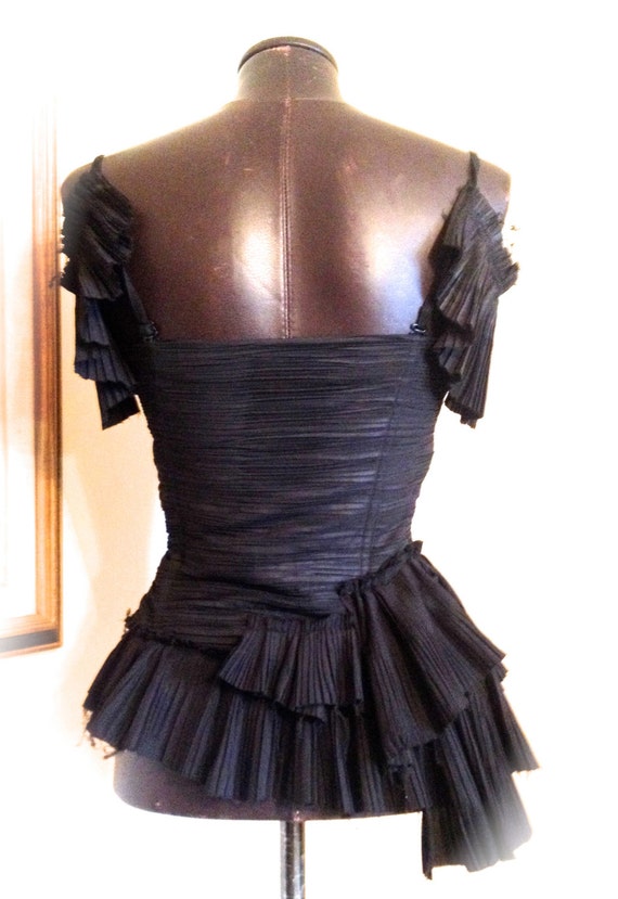 Cocktail Black Pleated Top / Haute Couture Style - image 4