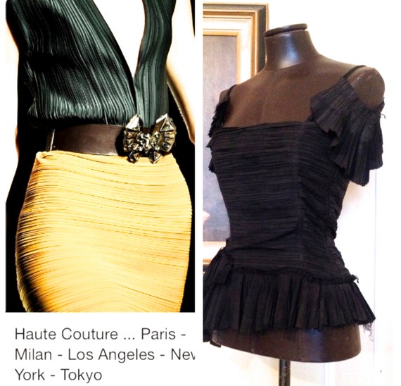 Cocktail Black Pleated Top / Haute Couture Style - image 1