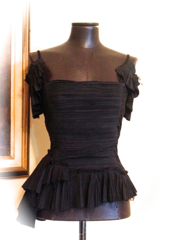 Cocktail Black Pleated Top / Haute Couture Style - image 2