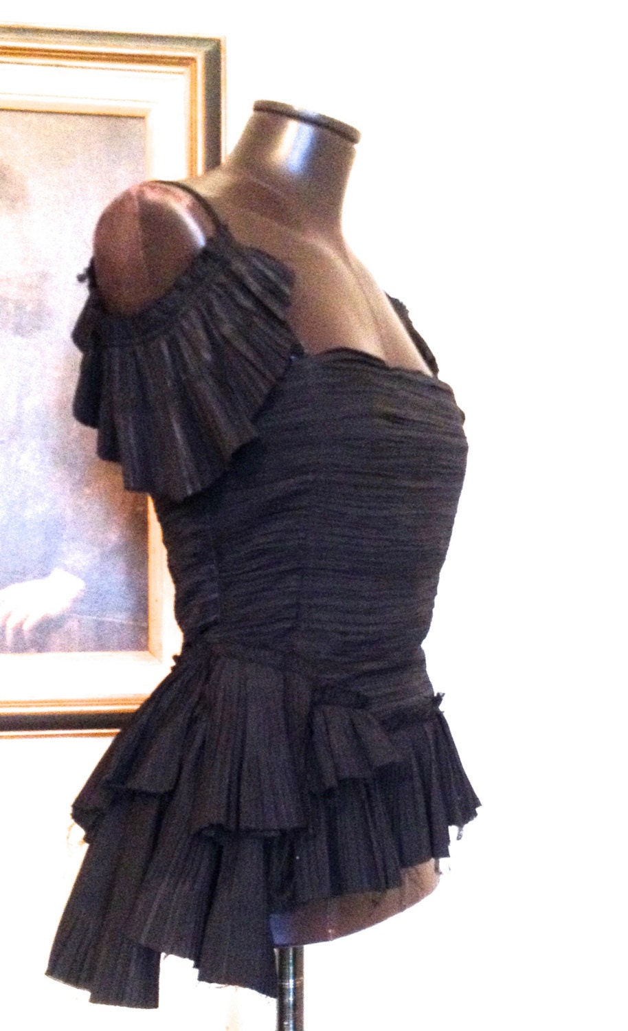 Black Pleated Bodice Floral Top main image 0