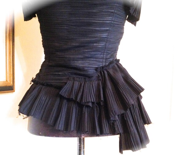 Cocktail Black Pleated Top / Haute Couture Style - image 5