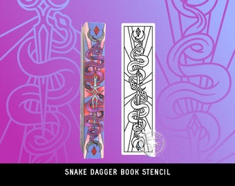 DIGITAL Stencil Snake Dagger DIY Sprayed Edge Book Design