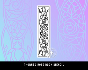 DIGITAL Stencil Thorned Rose Stained Glass DIY Sprayed Edge Book Design