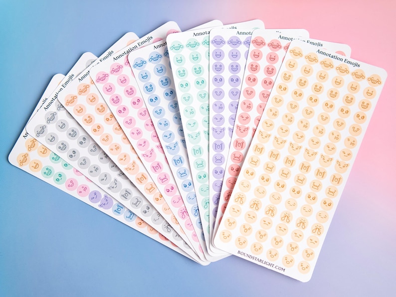 Pastel Emoji Stickers, Book Annotation Supplies, Mood Tracker Stickers image 10