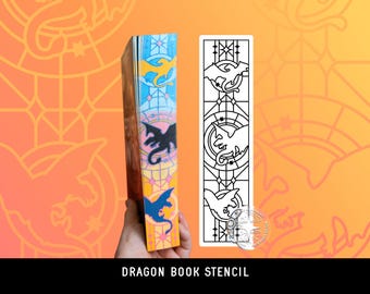 DIGITAL Stencil Triple Dragon Fantasy DIY Sprayed Edge Book Design