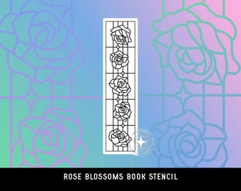 DIGITAL Stencil Rose Blossoms Stained Glass DIY Sprayed Edge Book Design