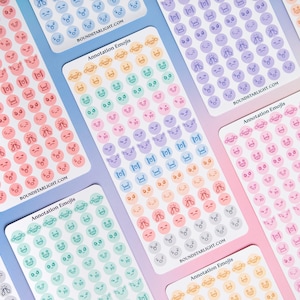 Pastel Emoji Stickers, Book Annotation Supplies, Mood Tracker Stickers