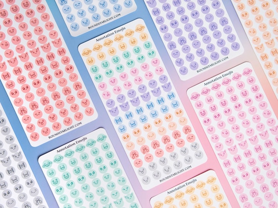 Pastel Emoji Stickers, Book Annotation Supplies, Mood Tracker Stickers