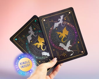 Fantasy Dragons Kindle Colorsoft Paperwhite Clear Case Insert ,Romantasy Decor, Bookish,  Holographic Kindle Paper, Cute Reading Accessory