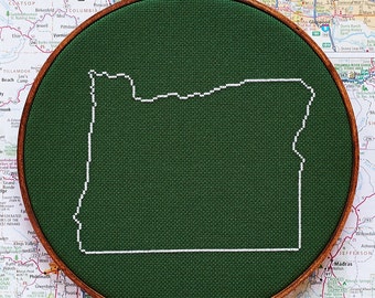 State of Oregon map, CROSS STITCH PATTERN