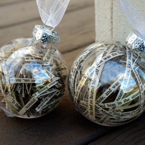 A Christmas Carol Ornament: Recycled Book Page, Dickens Gift