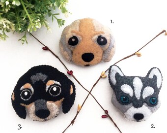 Felt Dog Decoration Brooch Pin, Key Chain. Cocker Spaniel, Siberian Husky and Dachshund Accessory for Dog Lovers, Dog Gifts, Felt Animals