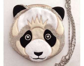 Panda Convertible Bag, Crossbody & Cosmetic Bag, Small Felt Bag, Panda Phone Bag, Two Ways Bag, Mixed Material Bag, Panda Shape Bag