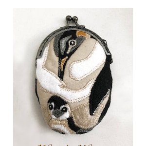 Penguin Purse, Penguin Coin Purse, Bird Purse, Felt Penguin Metal Frame Kisslock Purse, Penguin, Change Purse with Snap, Purse Organizer