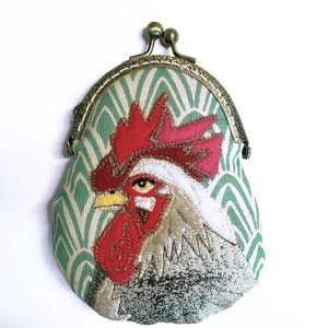 Rooster Purse, Chicken Head Coin Purse, Purse, Felt Chicken Metal Frame Kisslock Coin Purse, Change Purse with Snap, Purse Organizer