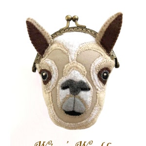 Llama Purse, Llama Coin Purse, Purse, Felt Lama Metal Frame Kisslock Coin Purse, Llama Head, Change Purse with Snap, Purse Organizer