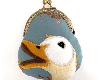 Duck Purse, Duck Head Coin Purse, Purse, Felt Duck Metal Frame Kisslock Coin Purse, Duck Head, Change Purse with Snap, Purse Organizer
