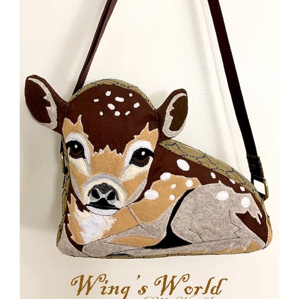 Deer Bag, Deer Felt Patchwork Bag, Deer, Woodland Deer, Mixed Materials Deer Bag, Cross Body Bag