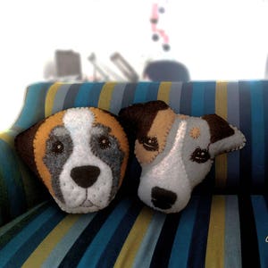 Dog cushion Saint Bernard Jack Russell Terrier pillow Dog pillow Felt machine embroidered Gift for dog lover Decorative Throw cushion