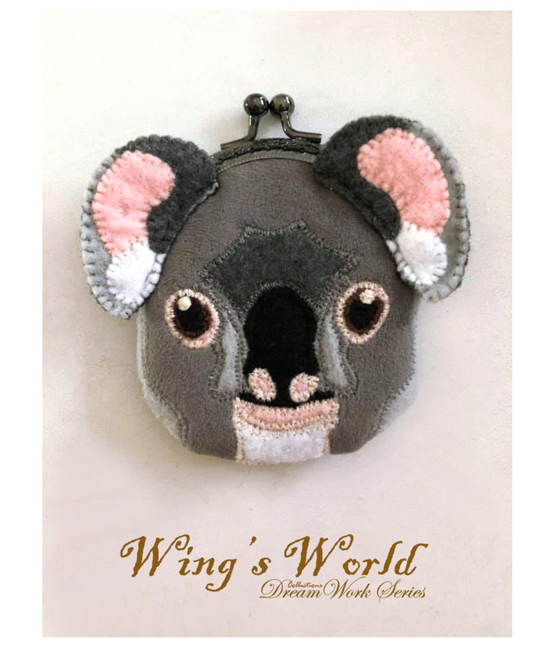 Purse Felt Koala Metal Frame Kisslock Coin Purse Change Purse with Snap Koala Head Purse Organizer Koala Coin Purse Koala Purse