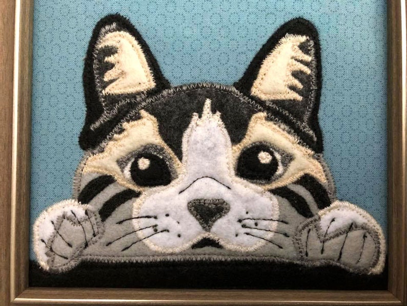 Framed Kitty Fabric Art Are You Still Asleep Human 6 X 8 Cat Etsy