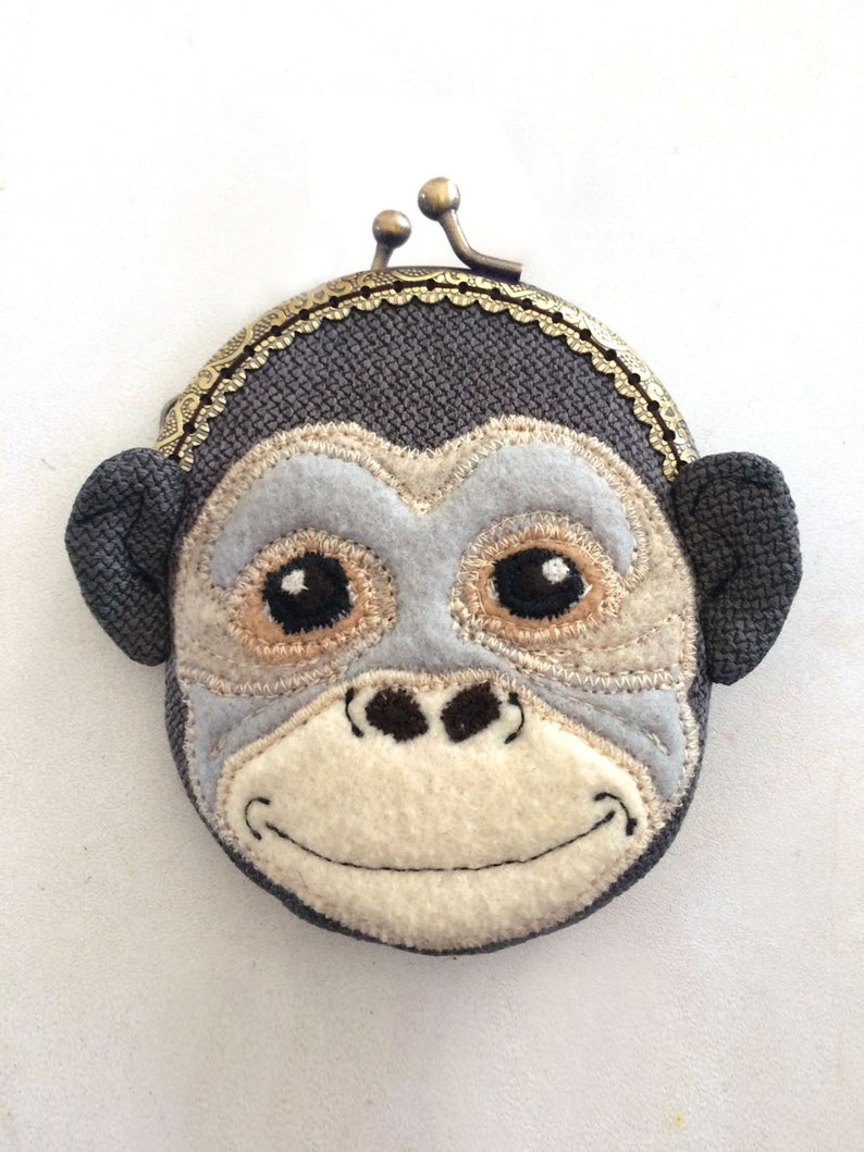 Monkey Purse Monkey Snap Purse Monkey Coin Purse Felt Etsy