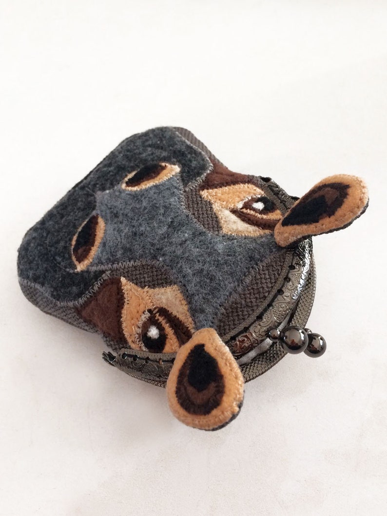 Hippopotamus Purse, Hippo Coin Purse, Purse, Felt Hippo Metal Frame Kisslock Coin Purse, Hippo Head, Change Purse with Snap, Purse Organizer image 4