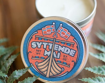 Syttende Mai Soy Candle, Norwegian Candle, Norway Candle, Woodsy Scent, Made in Wisconsin, Forests, fjords