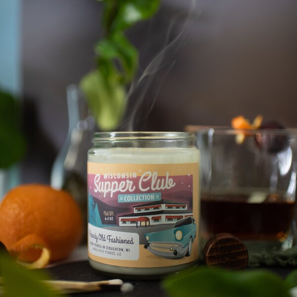 Brandy Old Fashioned, Wisconsin Supper Club, Supper Club, Supper Club Candle, Wisconsin Candle, Cocktail Candle, Wisconsin Gift