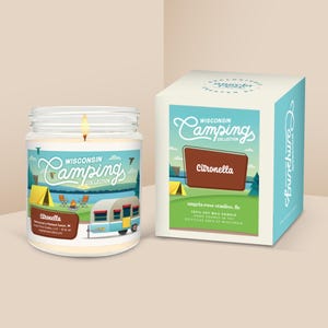Citronella Soy Wax Candle Melt Lemon Eucalyptus Camper Camping Rustic Outdoor Wisconsin Made