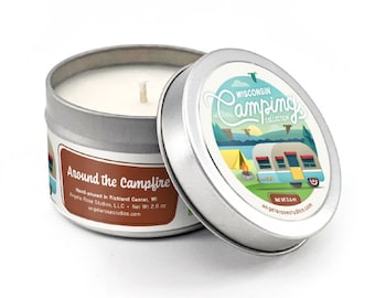 Around the Campfire, Wisconsin Camping, Camping, Camping Candle, Campfire Candle, Camping Gift, Camper Gift, Camp Gift, Campfire Scent, Camp