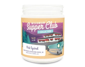 Pink Squirrel, Wisconsin Supper Club, Supper Club, Supper Club Candle, Cocktail Candle, Wisconsin Candle, Stocking Stuffer, Wisconsin Gift