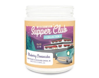 Blueberry Cheesecake, Wisconsin Supper Club, Supper Club, Supper Club Candle, Wisconsin Candle, Stocking Stuffer, Wisconsin Gift