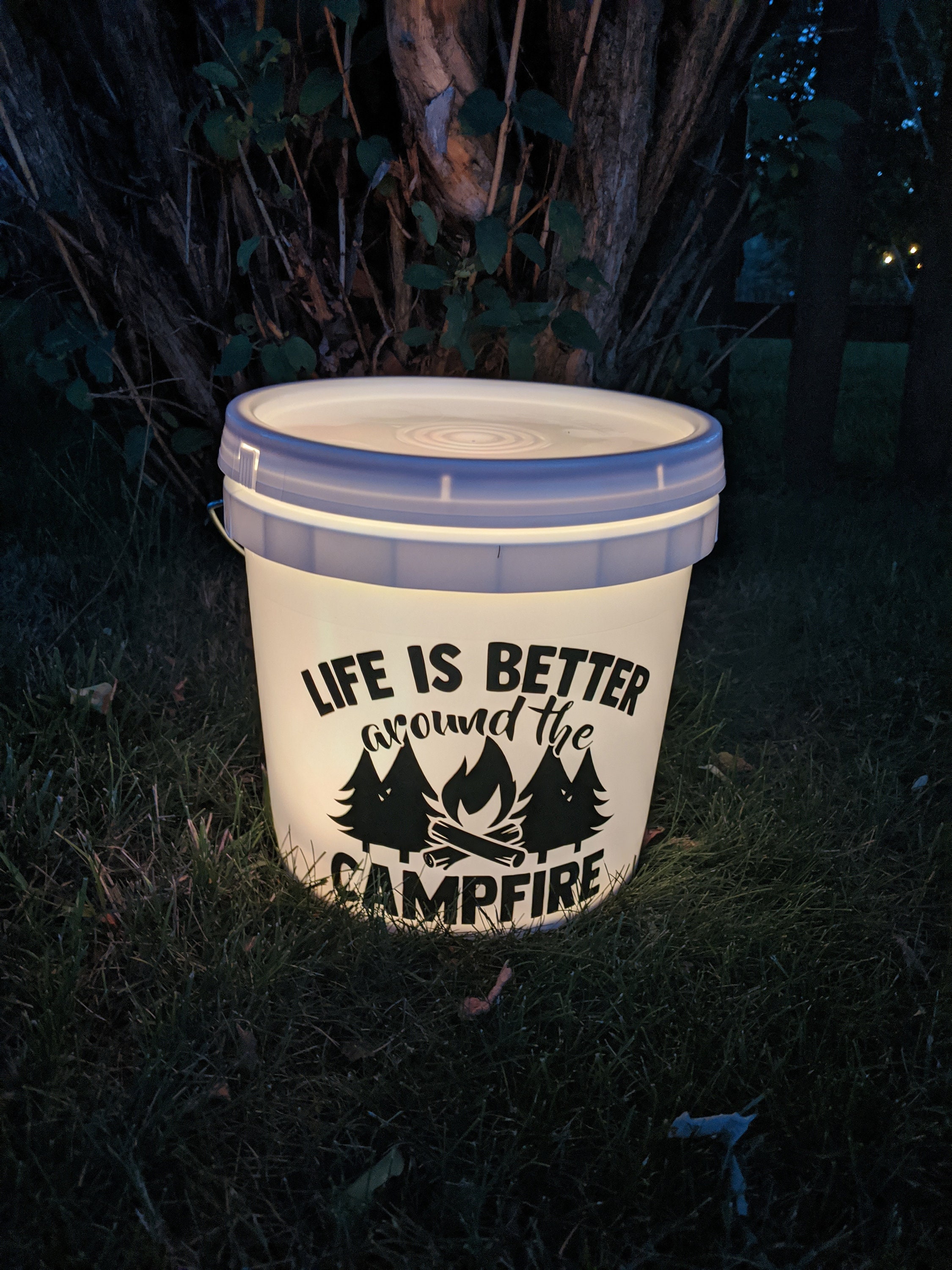 Lighted Campsite Bucket // Campfire Lighted Bucket // Campsite Etsy