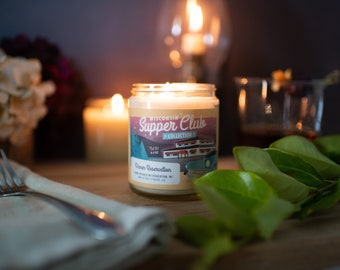 Dinner Reservation, Wisconsin Supper Club, Supper Club, Supper Club Candle, Wisconsin Candle, Oak and Leather Candle, Wisconsin Gift