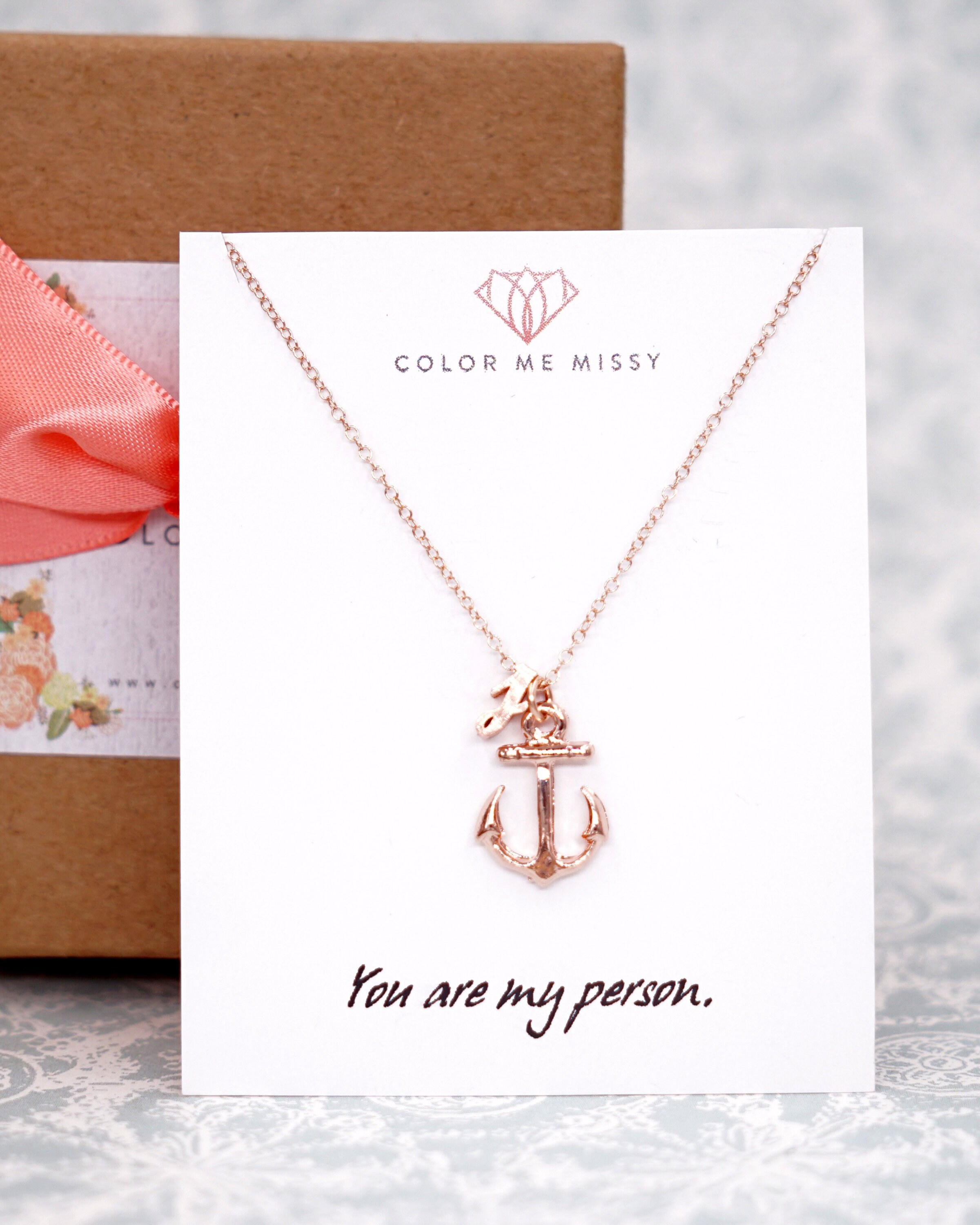 Personalized Anchor necklace simple rose gold filled Etsy