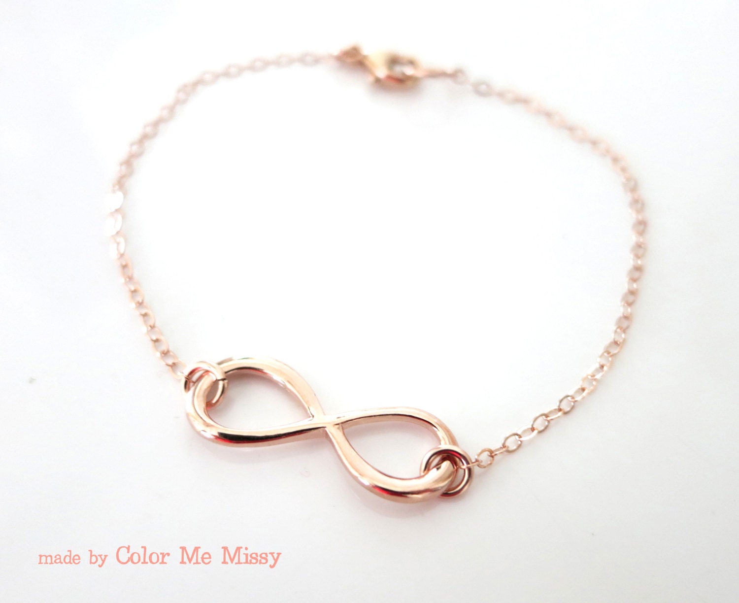 Infinity Bracelet Rose Gold filled Infinity charm forever Etsy