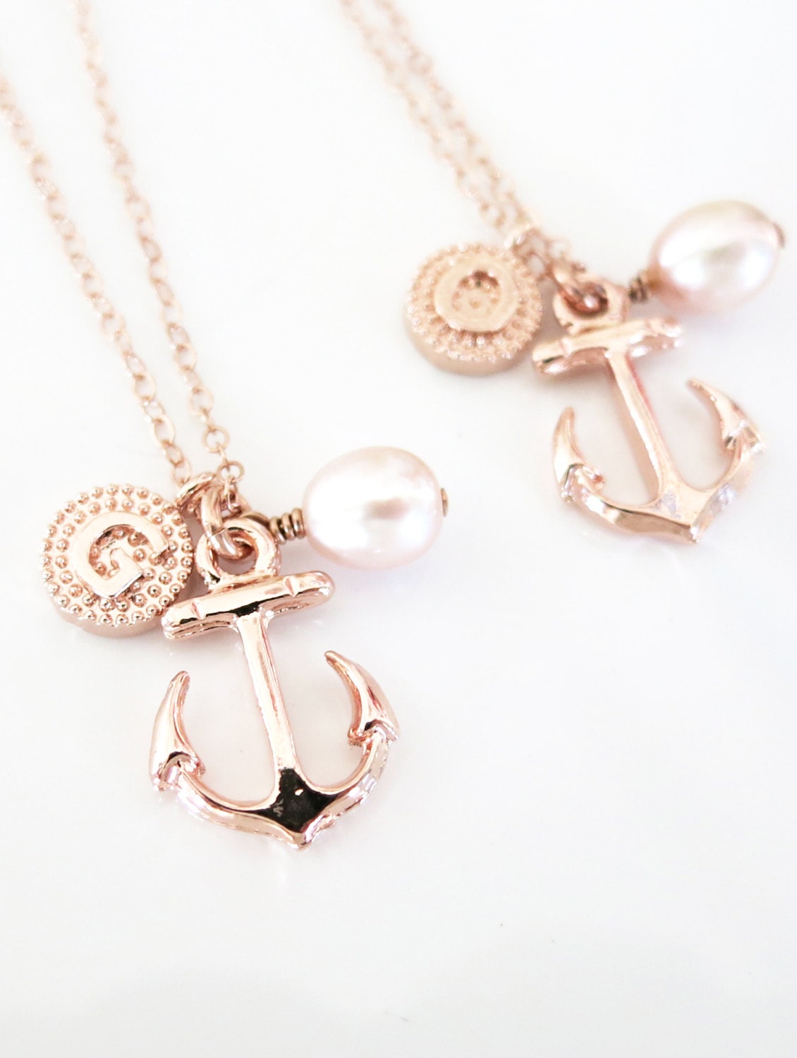 Personalized Anchor necklace simple rose gold filled Etsy