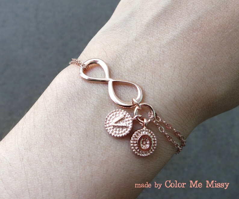 Personalized Rose Gold Infinity Bracelet Infinity charm Etsy