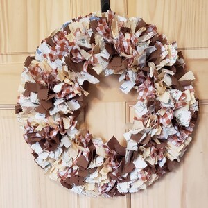 17 inch fabric rag wreath rust gold brown