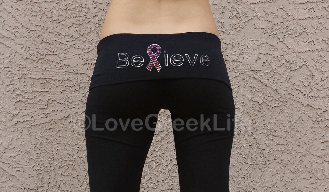 Custom Breast Cancer Awareness Yoga Pants . Fight Breast Cancer