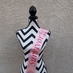 Survivor Breast Cancer Awareness Sash . Fight Breast Cancer . Breast Cancer Awareness Clothes . Pink Ribbon Fight for a Cure . Survivor Sash