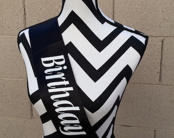 SALE Birthday Sash . Happy Birthday . Party Sash . BIRTHDAY GIRL . Birthday Girl Satin Sash . Black Satin Sash . Black Sash