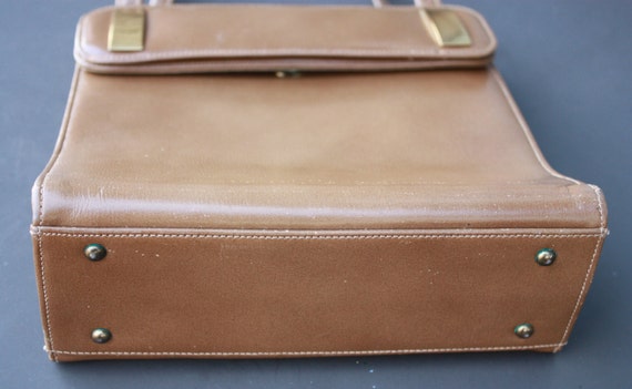 Vintage BLOCK Genuine Leather Beige Hand Bag, Pur… - image 4