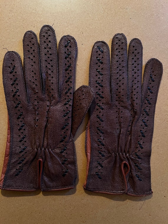 Vintage Brown Leather Gloves