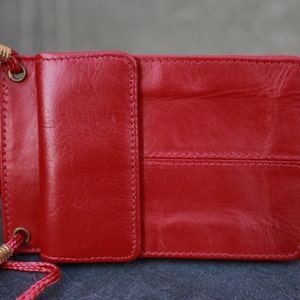 Vinatge Genuine Leather Dark Red Coin Wallet con ventana de identificación
